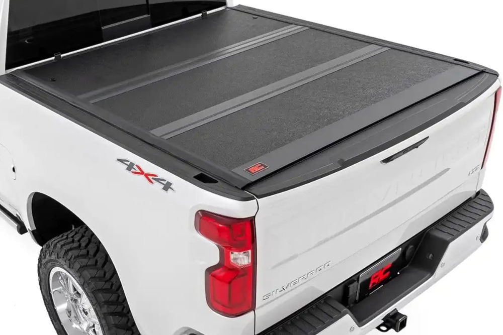 White pick up truck with tonneau cover